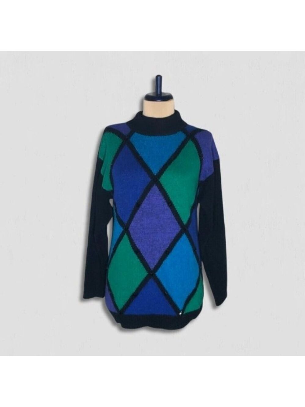 Private Party Angora Wool Diamond Sweater Multicolor Size Small